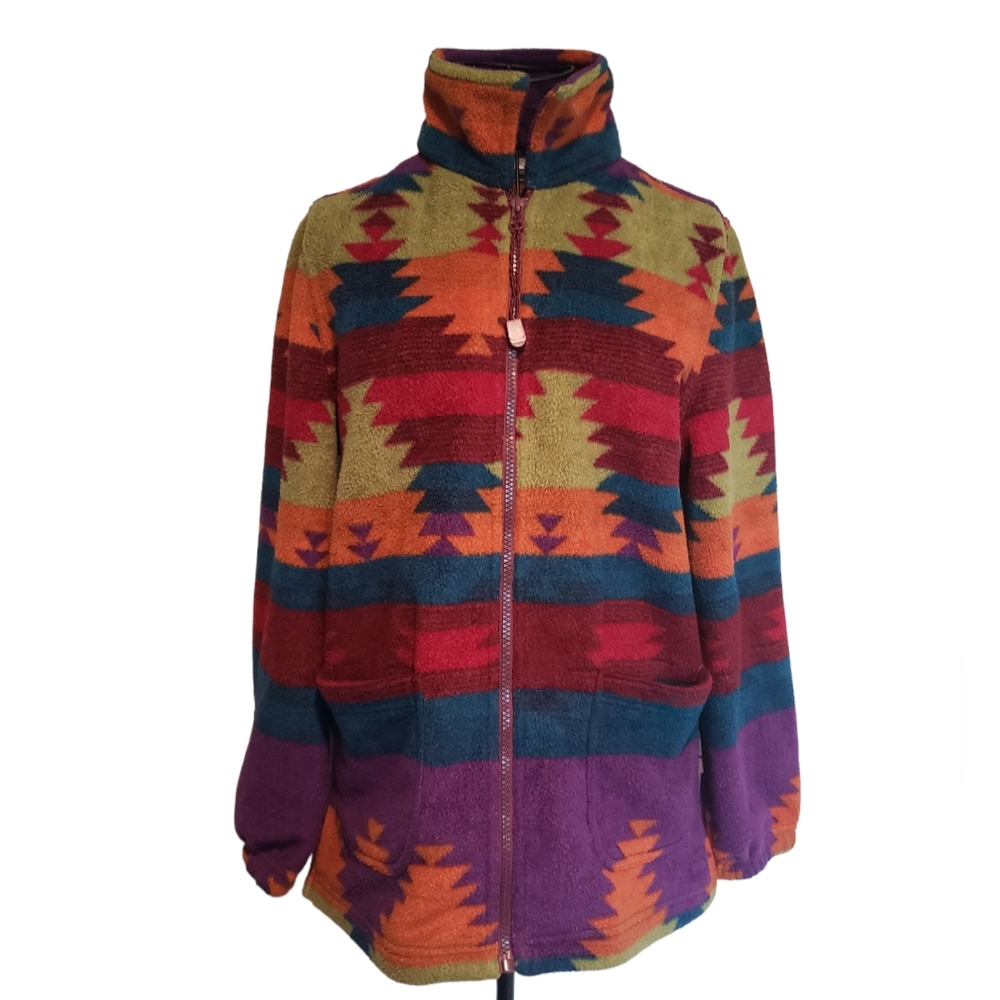 ANGDERSON vintage fleece with pockets southwestern print sz S/XS